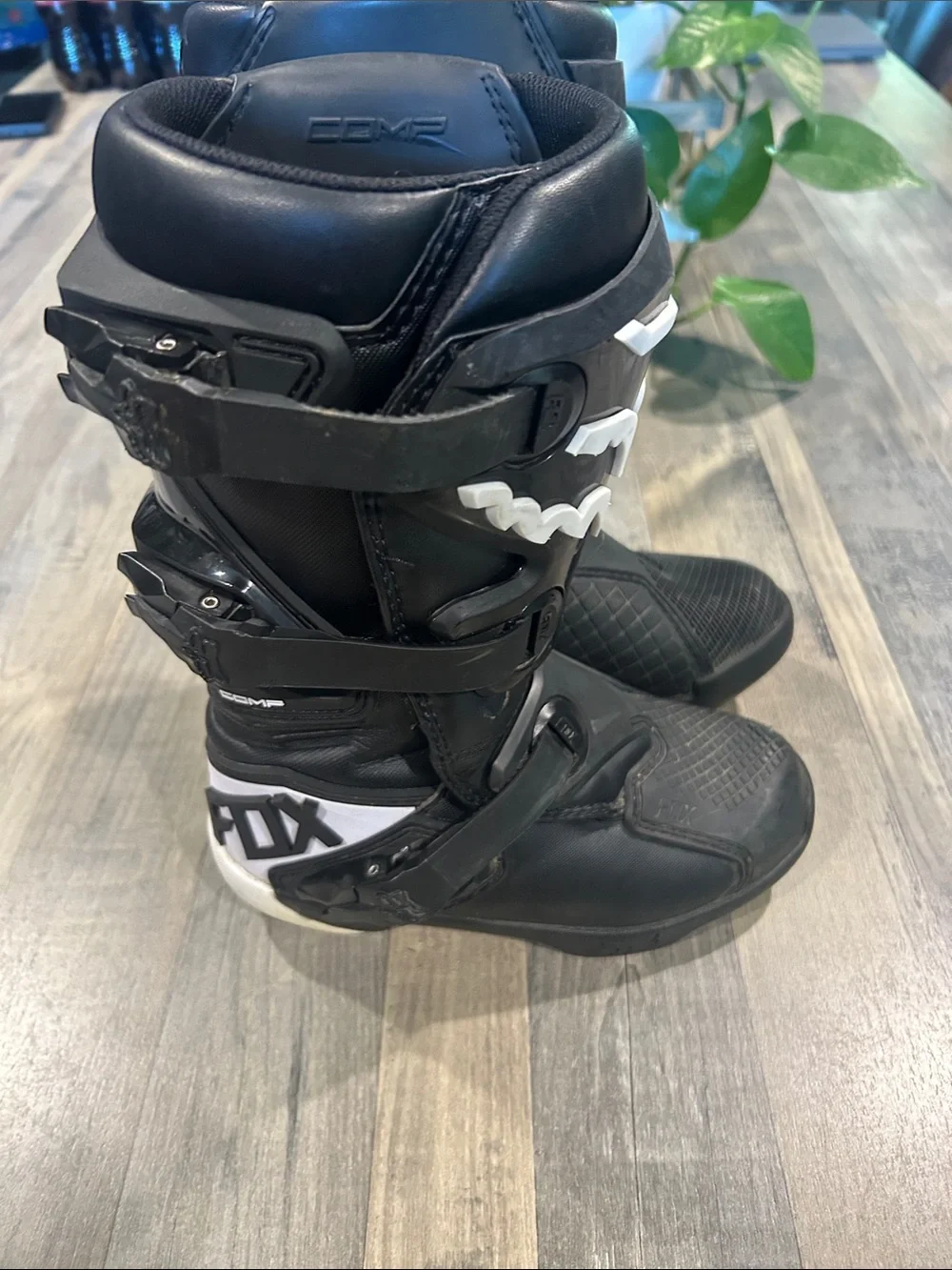 Fox Kids Black Boots with White Logo Accents